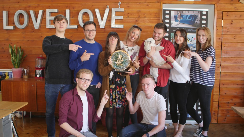 The LoveLove Team with out Envirofilm/Ekotopfilm award for We Save Land